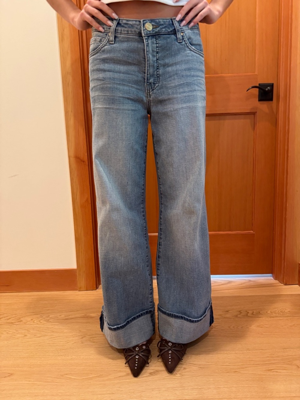 Kut from the Kloth Light Blue Wide Leg Cuffed Jeans